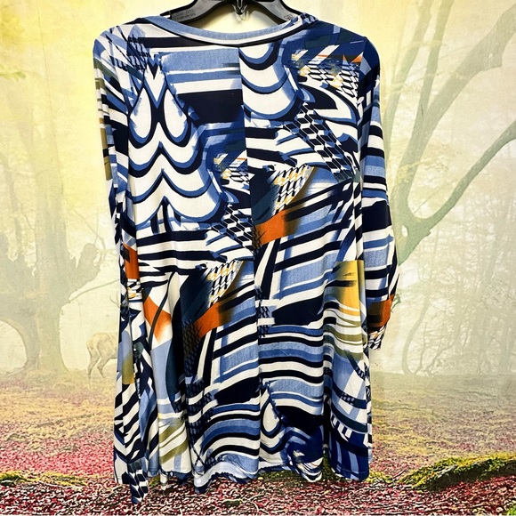 Long sleeves Tan Asymmetrical print Dress/Top Carole Christian Los Angeles small - Picture 6 of 10